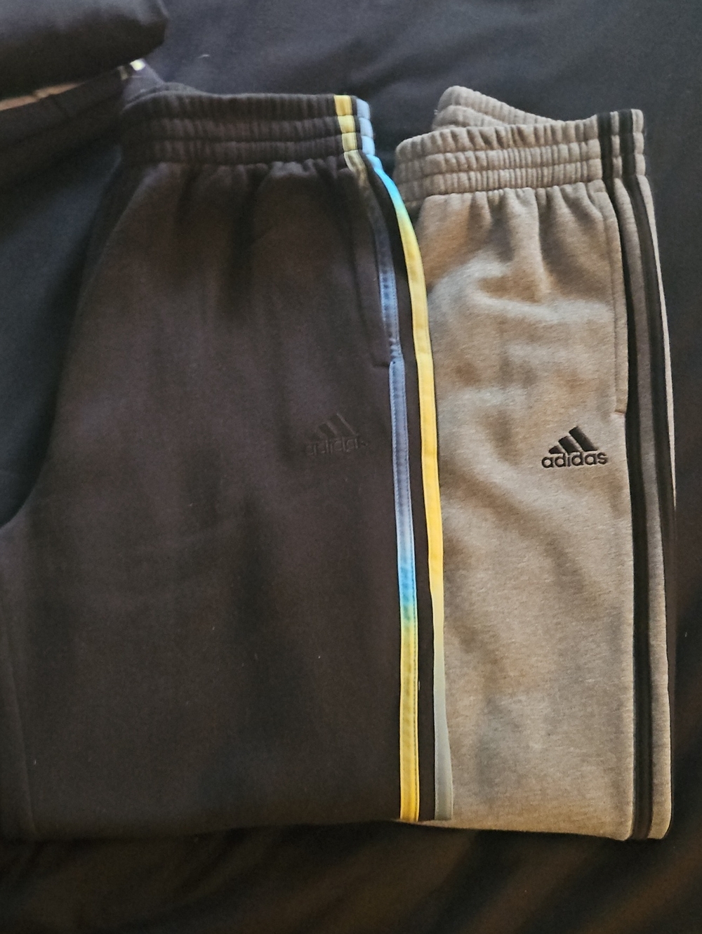 adidas Kids Two-Pack Joggers in Black & Gray with Yellow Accent